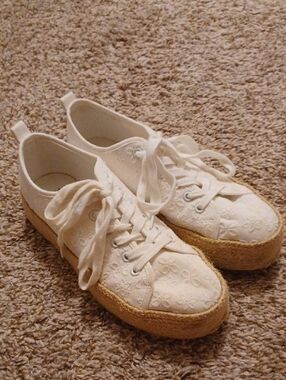 Primark White Floral Espadrille Platform Sneakers